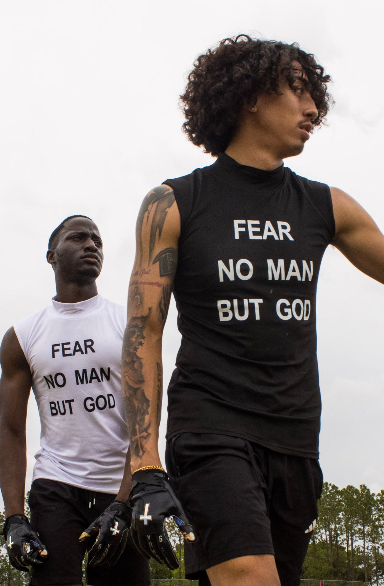 "Fear No Man But God" High Collar Sleeveless Compression Shirt
