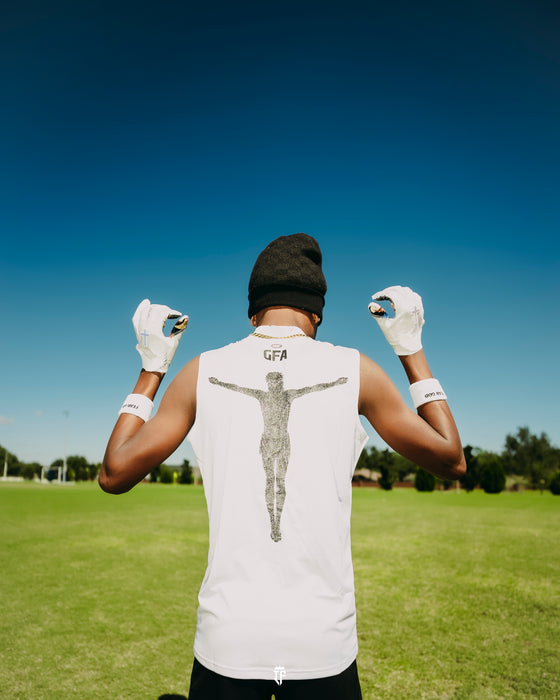 "JESUS SAVES" High Collar Sleeveless Compression Shirt