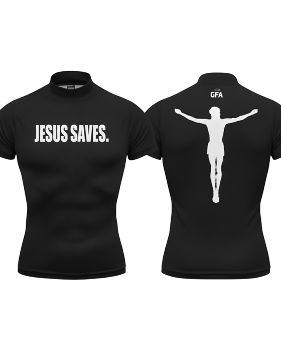 "JESUS SAVES" High Collar Compression Shirt