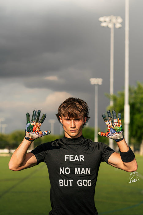 “Fear No Man But God” High Collar Compression Shirt