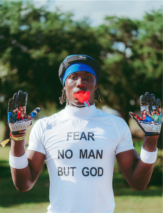 “Fear No Man But God” High Collar Compression Shirt