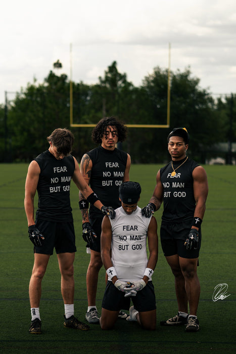 "Fear No Man But God" High Collar Sleeveless Compression Shirt