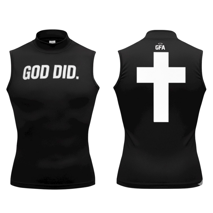 "GOD DID" High Collar Sleeveless Compression Shirt
