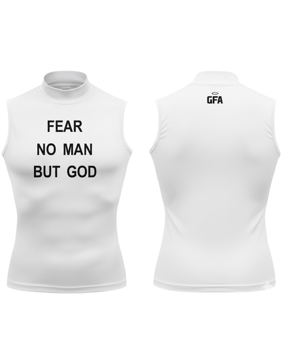 "Fear No Man But God" High Collar Sleeveless Compression Shirt