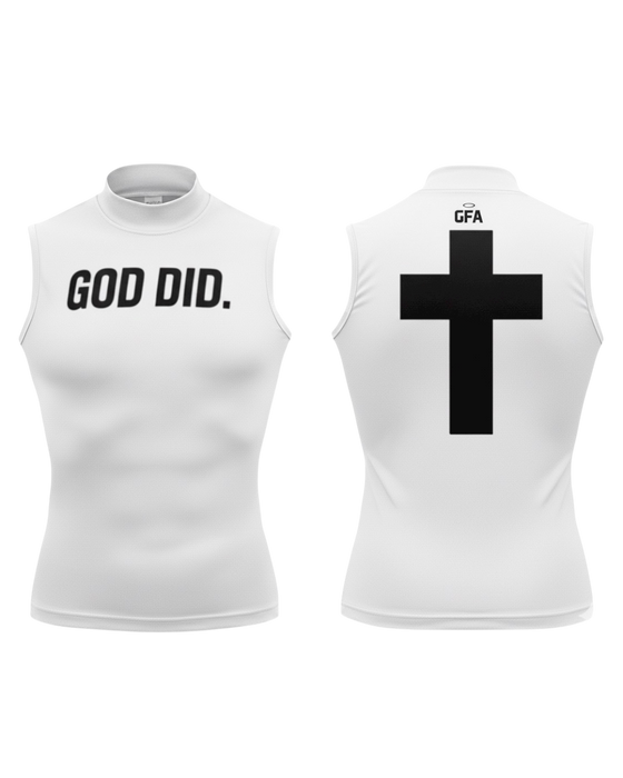 "GOD DID" High Collar Sleeveless Compression Shirt